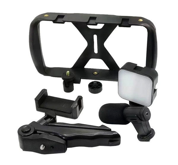 Tripod állvány (univerzális, 3.5mm jack mikrofon, LED fény, bluetooth távkioldó, dupla markolat) FEKETE Tripod állvány (univerzális, 3.5mm jack mikrofon, LED fény, bluetooth távkioldó, dupla markolat) FEKETE
