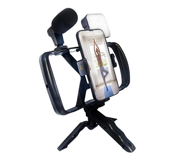 Tripod állvány (univerzális, 3.5mm jack mikrofon, LED fény, bluetooth távkioldó, dupla markolat) FEKETE Tripod állvány (univerzális, 3.5mm jack mikrofon, LED fény, bluetooth távkioldó, dupla markolat) FEKETE
