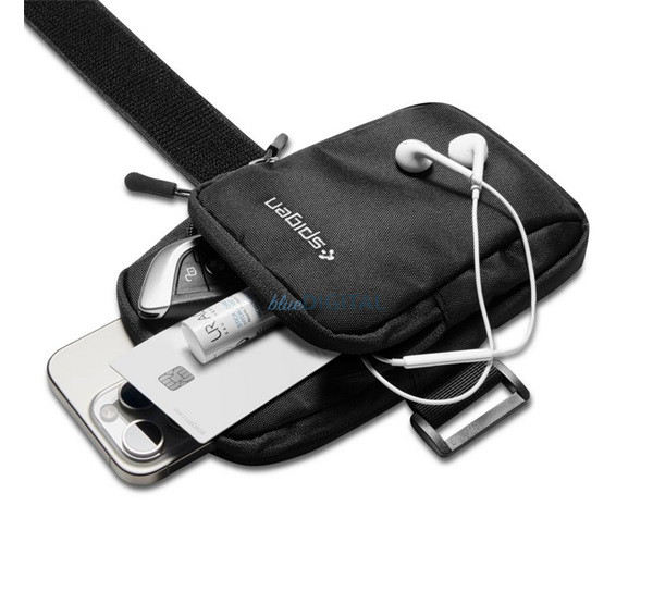 SPIGEN A702 tok álló (univerzális, SPORT, karpánt, vízálló, 6.9" méret) FEKETE