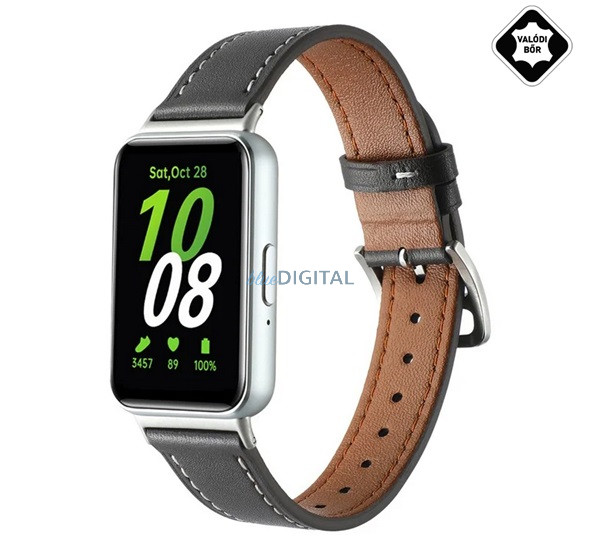 Pótszíj (egyedi méret, valódi bőr) FEKETE Samsung Galaxy Fit 3