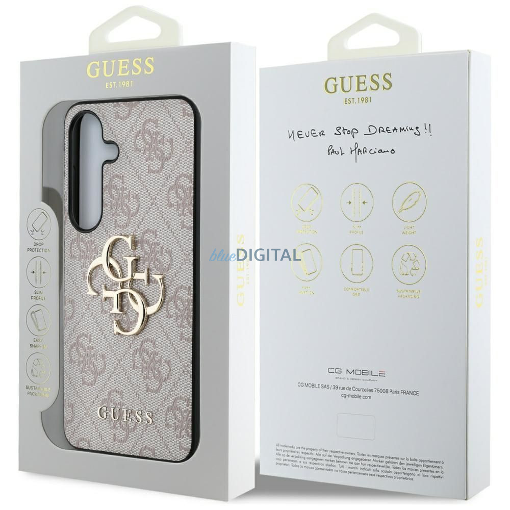 Guess GUHCS25M4GMGPI 4G PU Big Logo tok Samsung Galaxy S25 Plus - rózsaszín