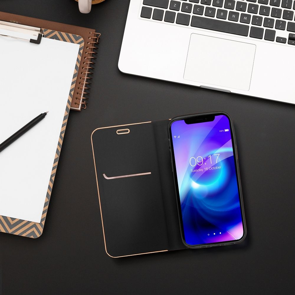 LUNA Book Gold IPHONE 15 Pro fekete tok LUNA Book Gold IPHONE 15 Pro fekete tok