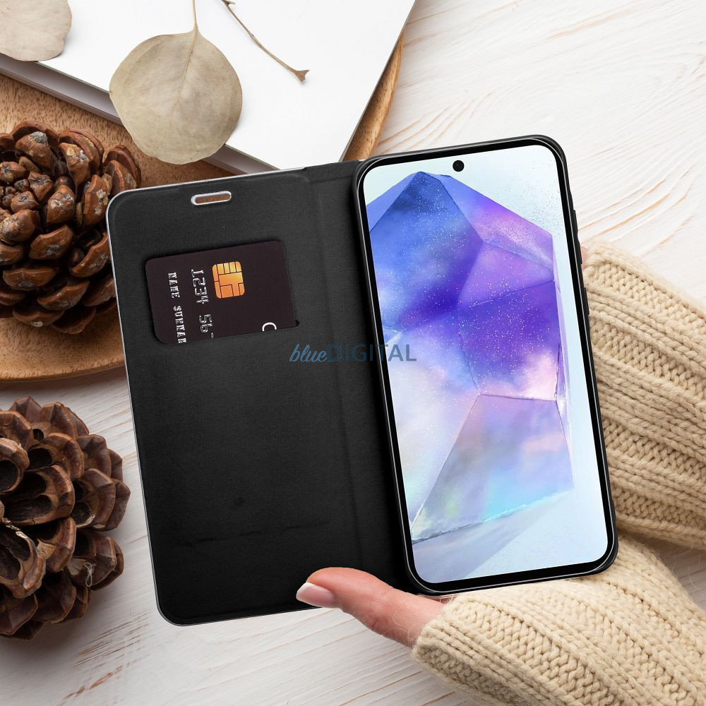 LUNA könyvtok Samsung Galaxy S25 Plus - fekete