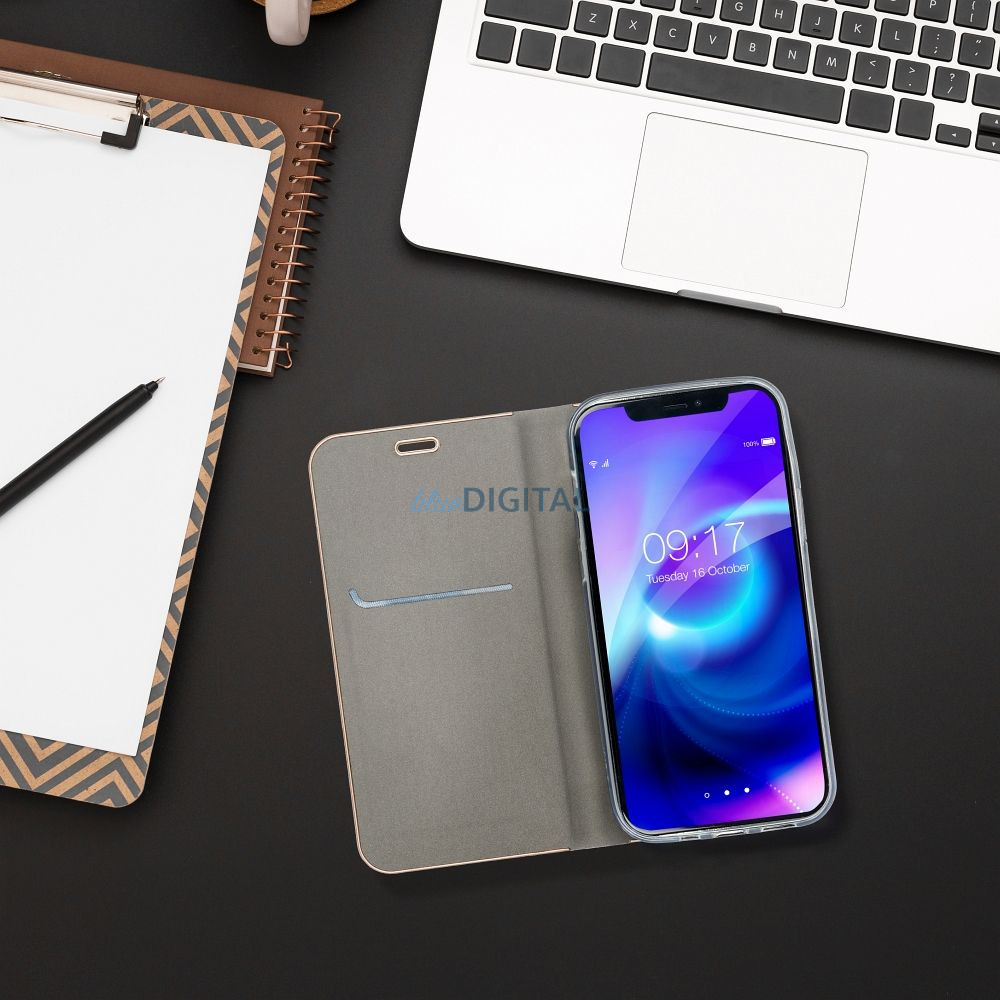 LUNA könyvtok Samsung Galaxy S25 Plus - ezüst színű