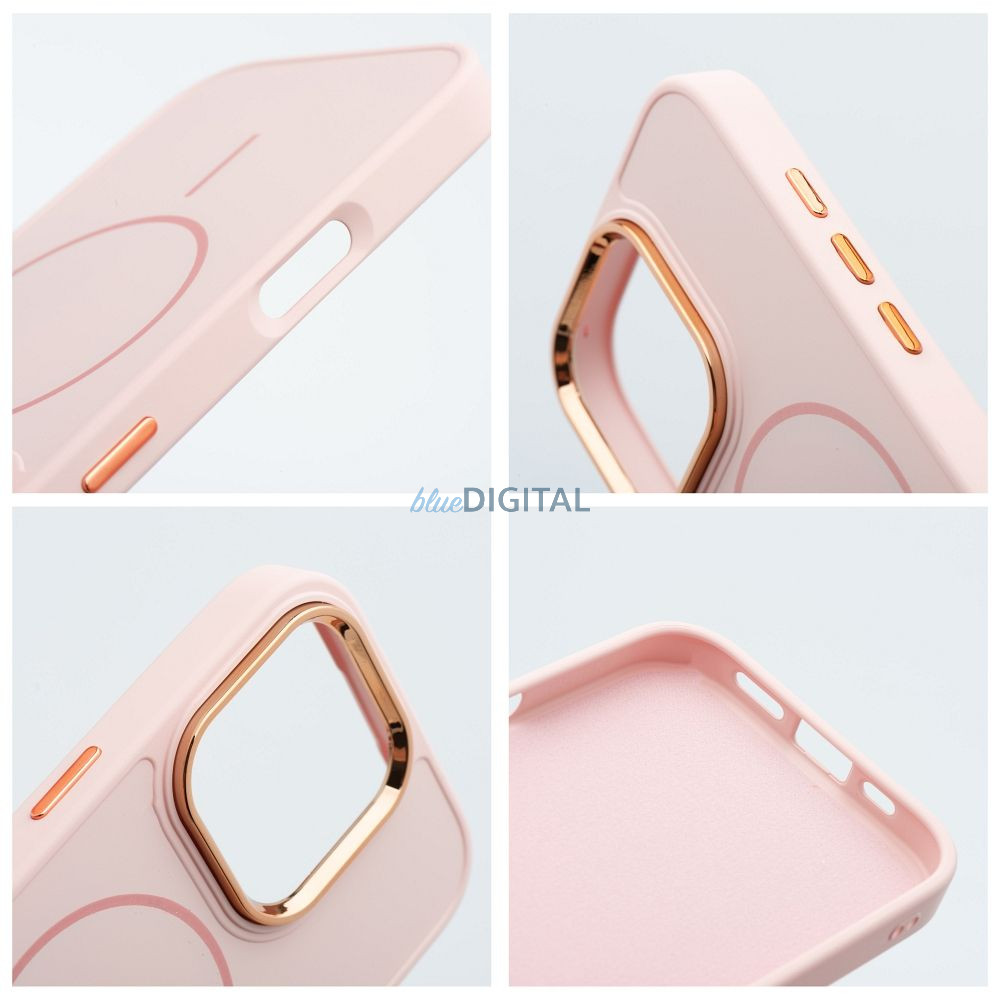 FRAME MagSafe-kompatibilis tok iPhone 15 Pro - púderrózsaszín