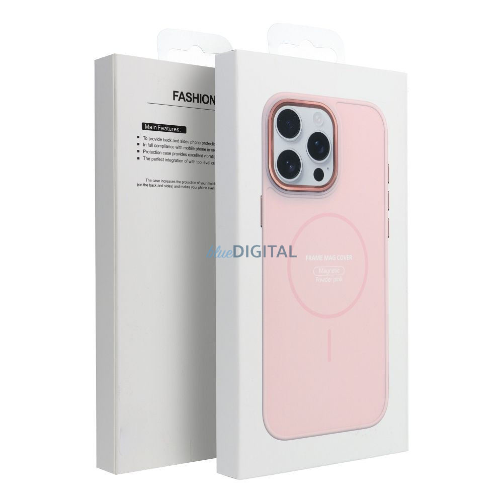 FRAME MagSafe-kompatibilis tok iPhone 15 Pro - púderrózsaszín