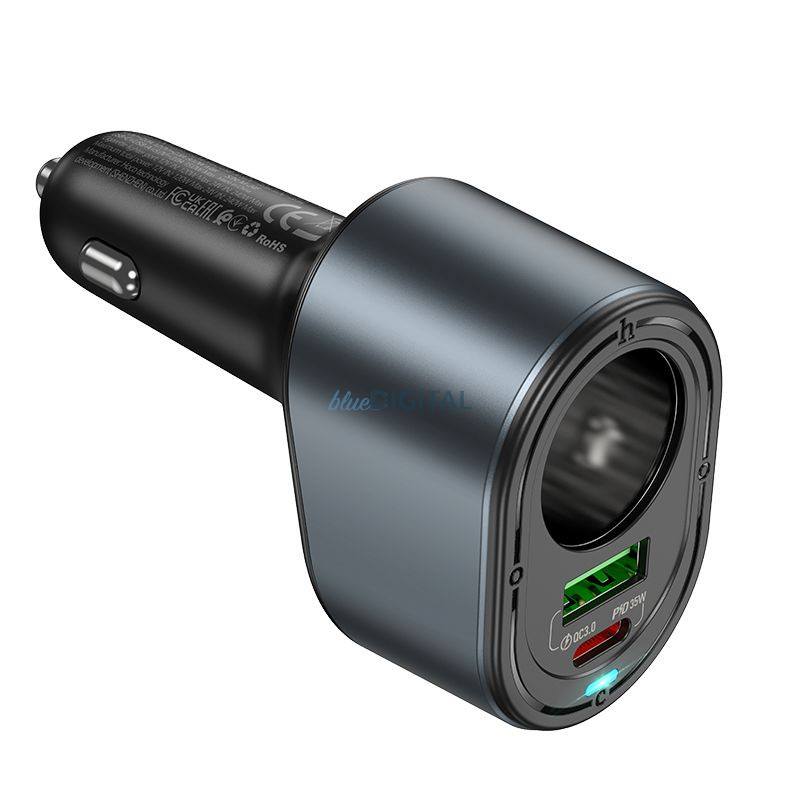 HOCO autós töltő USB-A + C típus + szivargyújtó PD QC3.0 3A 35W Z56 fekete