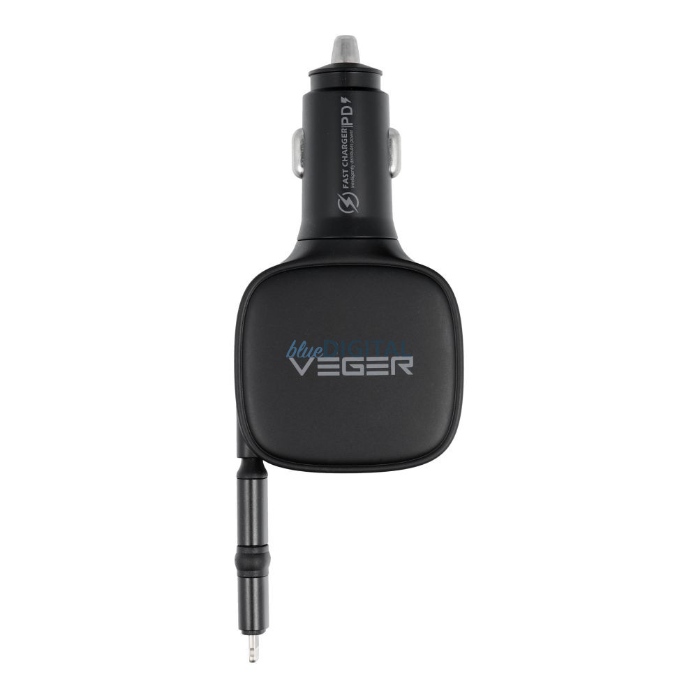 VEGER autós töltő USB C + kábel USB C / Lightning QC PD 84W CC89 fekete