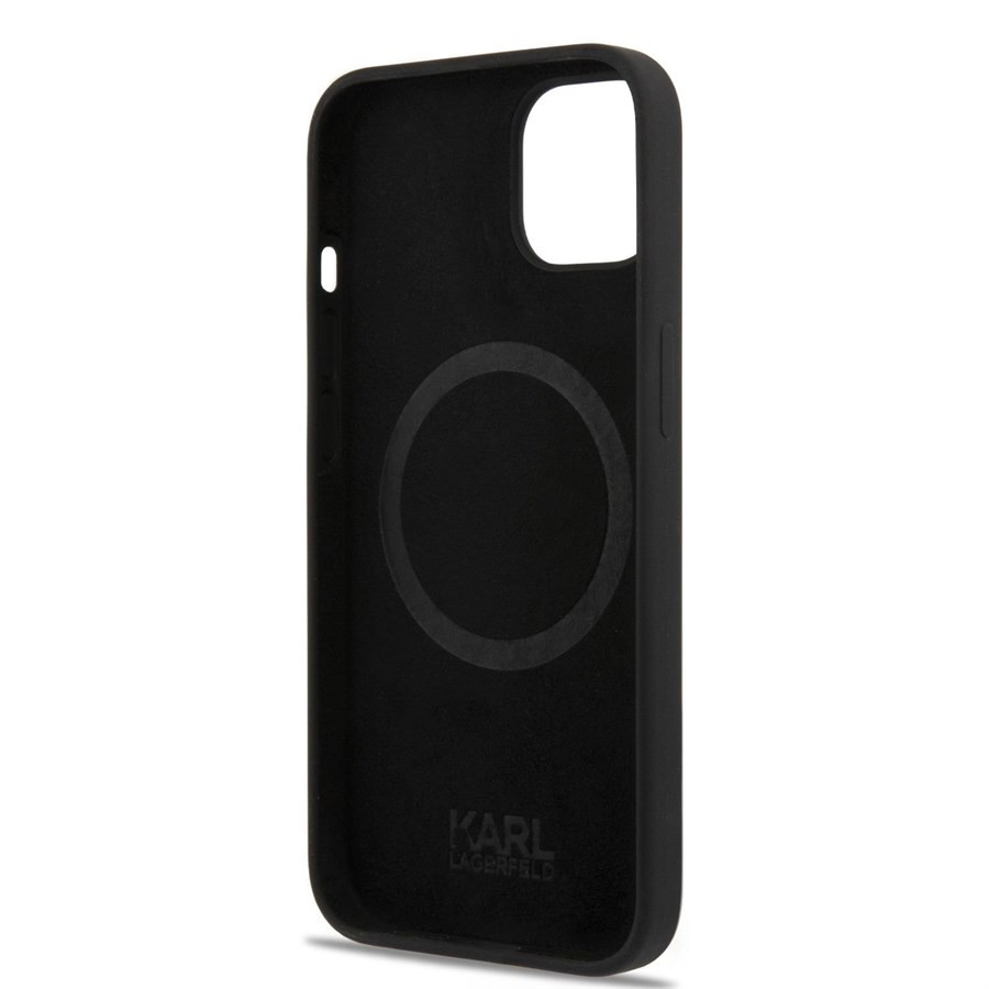 Apple iPhone 14 Plus KARL LAGERFELD KLHMP14LSLKHBK Liquid Silicon MagSafe Hátlap - Fekete