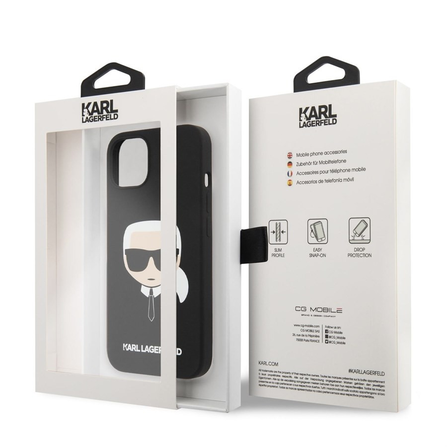 Apple iPhone 14 Plus KARL LAGERFELD KLHMP14LSLKHBK Liquid Silicon MagSafe Hátlap - Fekete
