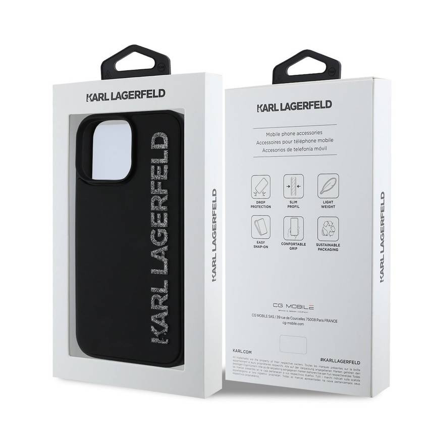 Apple iPhone 15 Pro KARL LAGERFELD KLHCP15LRBKGVCK Hátlap - Fekete