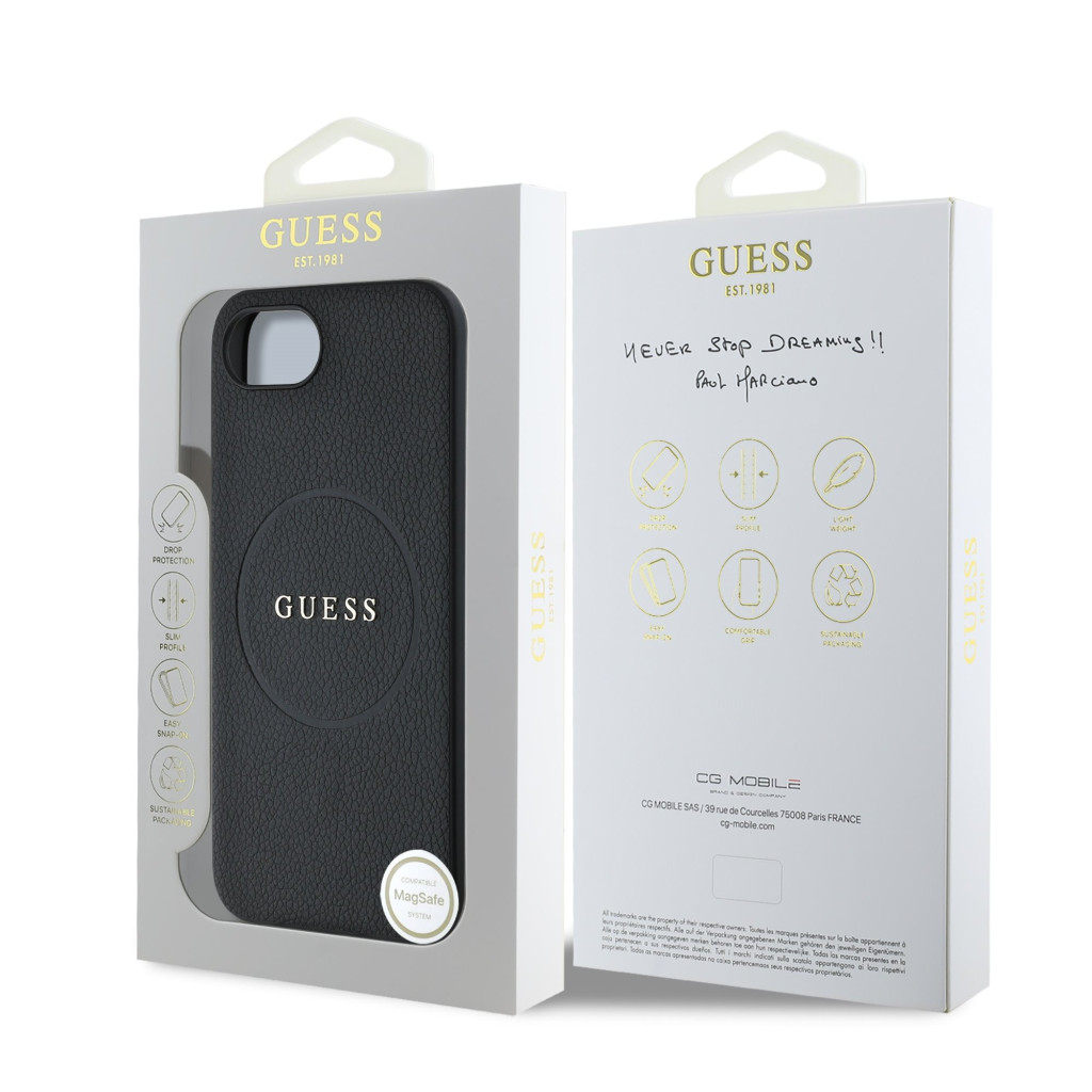 Apple iPhone 16e GUESS GUHMPSE4PGHSMMK MagSafe Hátlap - Fekete