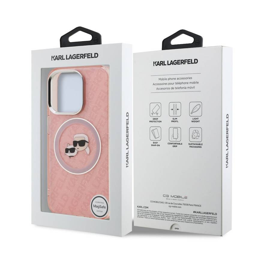 Apple iPhone 15 Pro KARL LAGERFELD KLHMP15LHMKBKCHP Magsafe IML Hátlap - Rózsaszín
