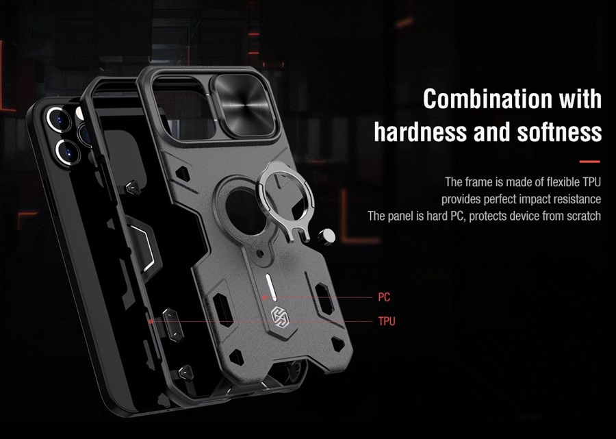 Apple iPhone 12/12 Pro Nillkin CamShield Armor Hátlap - Fekete