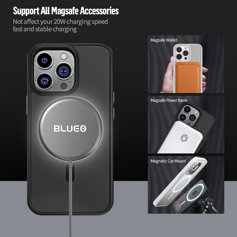 Apple iPhone 14 Plus TG Frosted Anti-Drop Magsafe Hátlap - Fekete