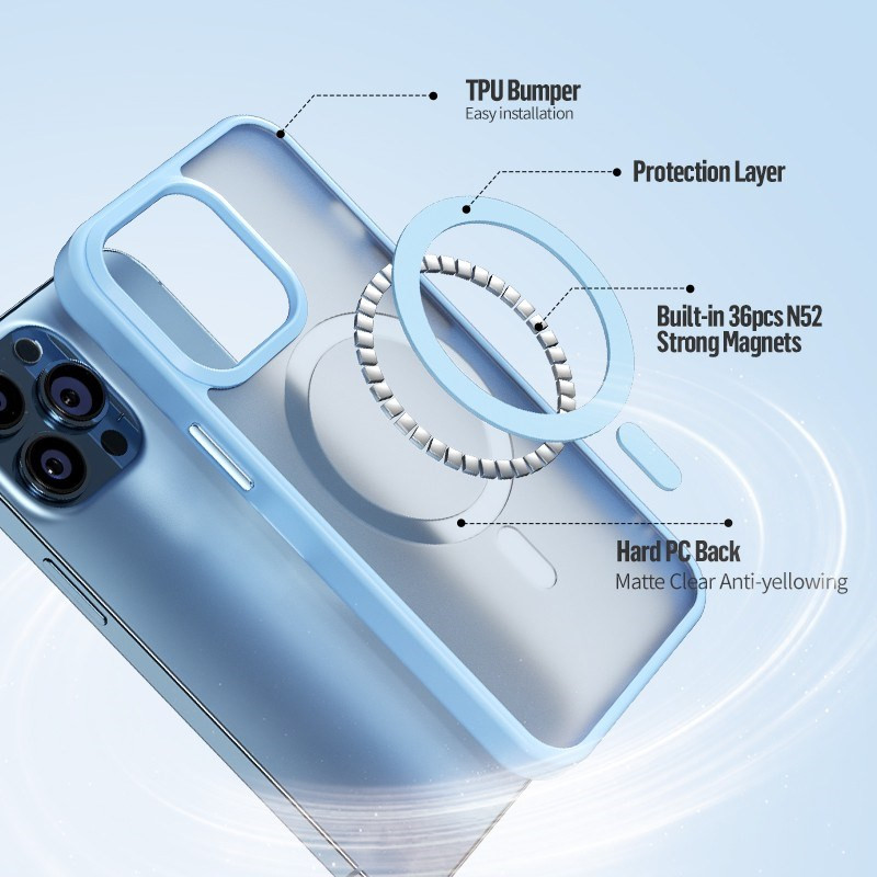Apple iPhone 14 Plus TG Frosted Anti-Drop Magsafe Hátlap - Fekete