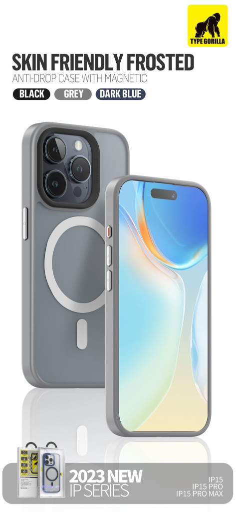 Apple iPhone 15 Pro TG Skin Friendly Drop Magsafe Hátlap - Kék