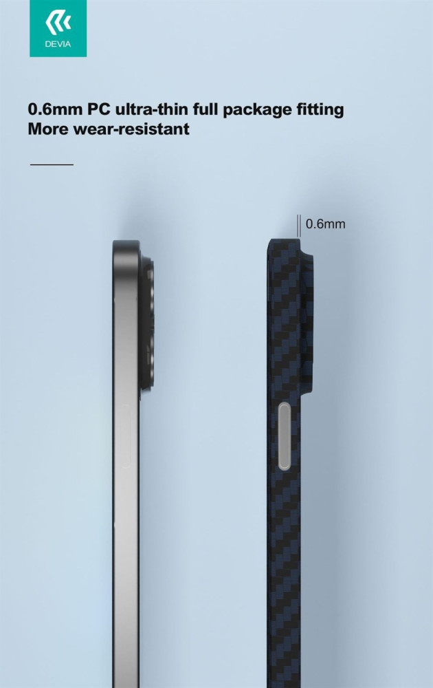 Apple iPhone 14 Plus Devia Carbon Fiber Magsafe Ultra Slim Hátlap - Fekete