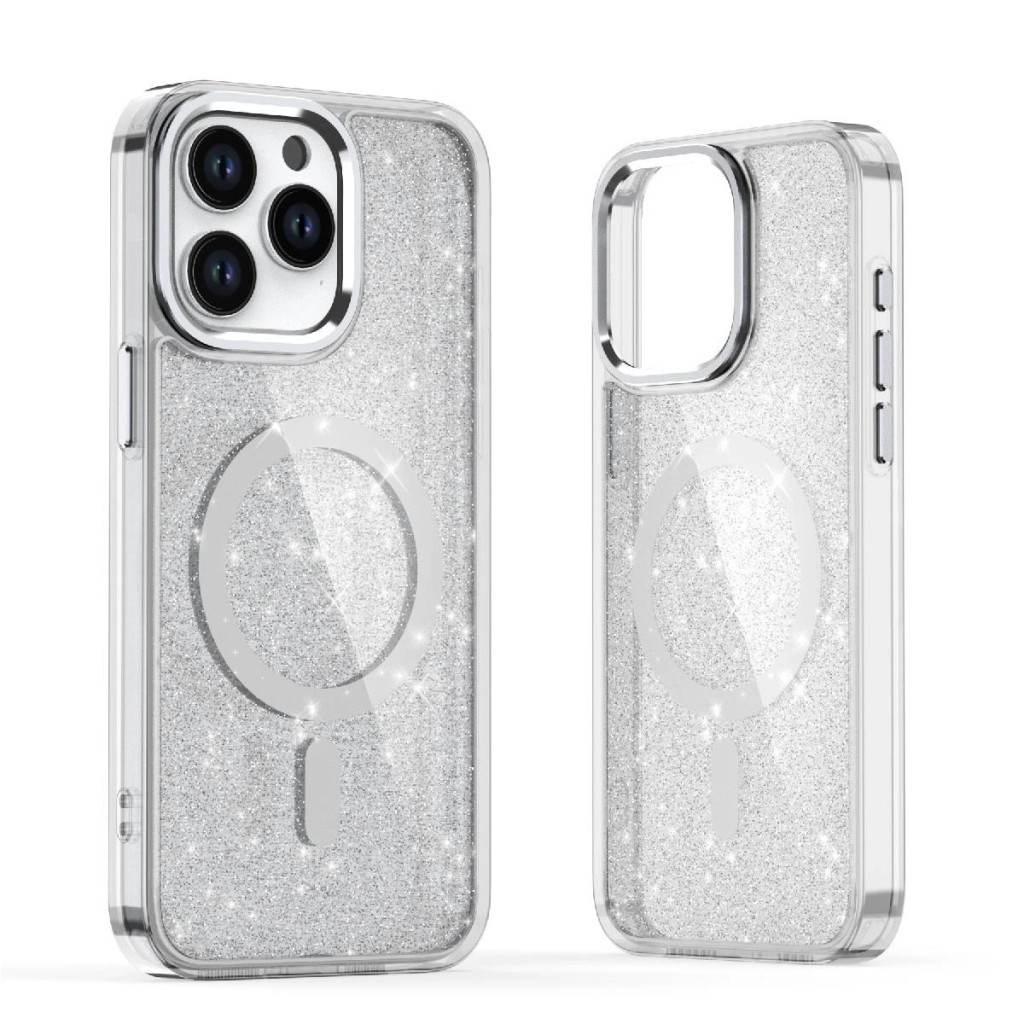 Glitter MagSafe-kompatibilis tok Samsung Galaxy A16 5G - ezüst színű csillogós