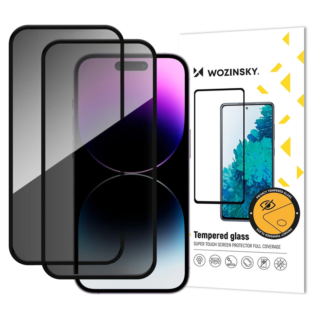 Wozinsky Privacy Glass betekintésvédett edzett üveg fekete szegéllyel iPhone Air - 2 db Wozinsky Privacy Glass betekintésvédett edzett üveg fekete szegéllyel iPhone Air - 2 db