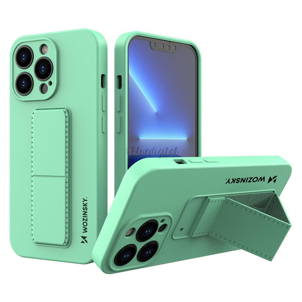 Wozinsky kitámasztható tok Flexible Silicone telefontok egy állvány iPhone 13 mini menta