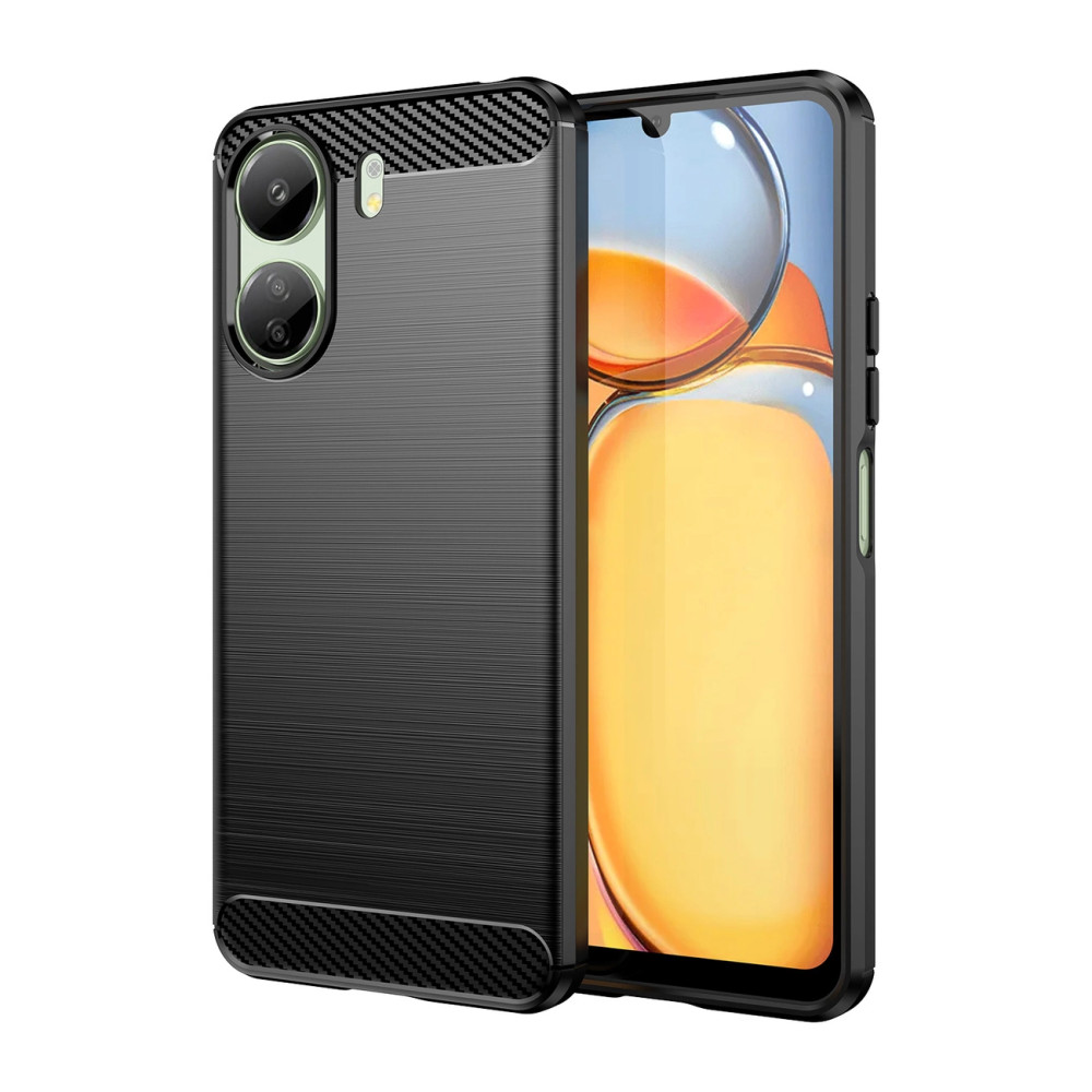 Etui Carbon Case Xiaomi Redmi 13c rugalmas szilikon tok - fekete