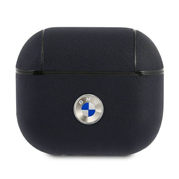 BMW BMA3SSLNA AirPods 3 kék valódi bőr ezüstszínű logós tok