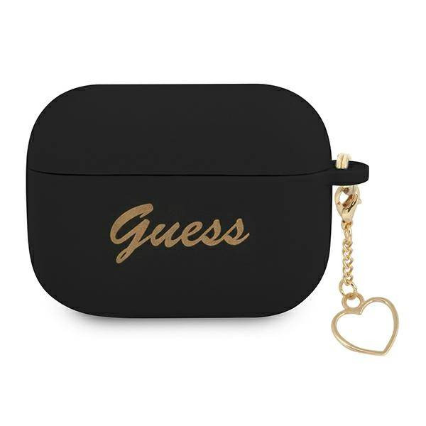 Guess GUAPLSCHSK AirPods Pro fekete szilikon Charm Heart Collection tok