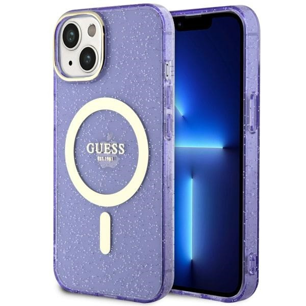 Guess GUHMP14MHCMCGU iPhone 14 Plus 6.7" lila keménytok Glitter Gold MagSafe