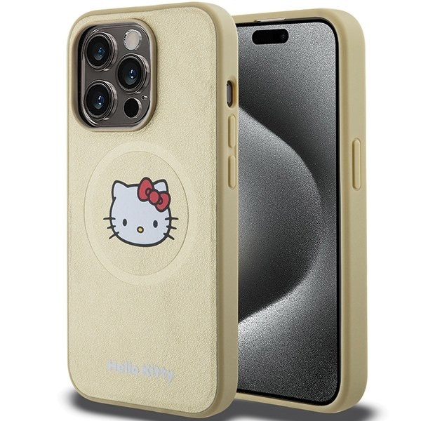 Hello Kitty HKHMP15LPGHCKD iPhone 15 Pro 6.1" arany keménytok bőr Kitty Head MagSafe Hello Kitty HKHMP15LPGHCKD iPhone 15 Pro 6.1" arany keménytok bőr Kitty Head MagSafe