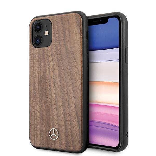 Mercedes MEHCN61VWWOLB iPhone 11 6,1" / Xr barna Wood Line Walnut keménytok