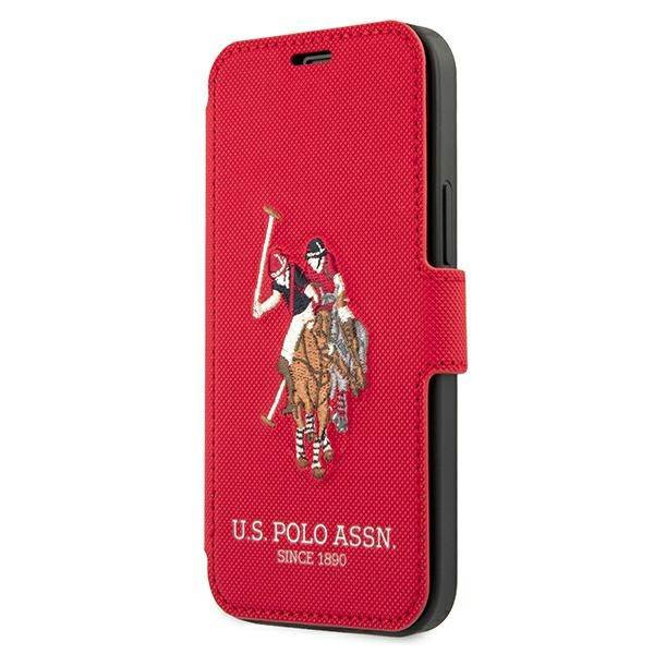 US Polo USFLBKP12LPUGFLRE iPhone 12 Pro Max 6,7" piros könyvtok Polo Embroidery Collection