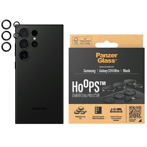 PanzerGlass Hoops Camera kamera lencse védő üvegfólia fekete szegéllyel Samsung Galaxy S24 Ultra PanzerGlass Hoops Camera kamera lencse védő üvegfólia fekete szegéllyel Samsung Galaxy S24 Ultra