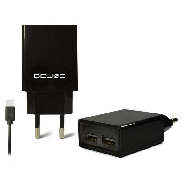 Beline töltő 2xUSB + USB-C 2A fekete