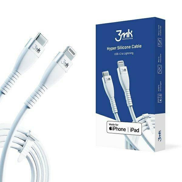 3MK HyperSilicone MFI USB-C/Lightning kábel fehér 1m 20W 3A