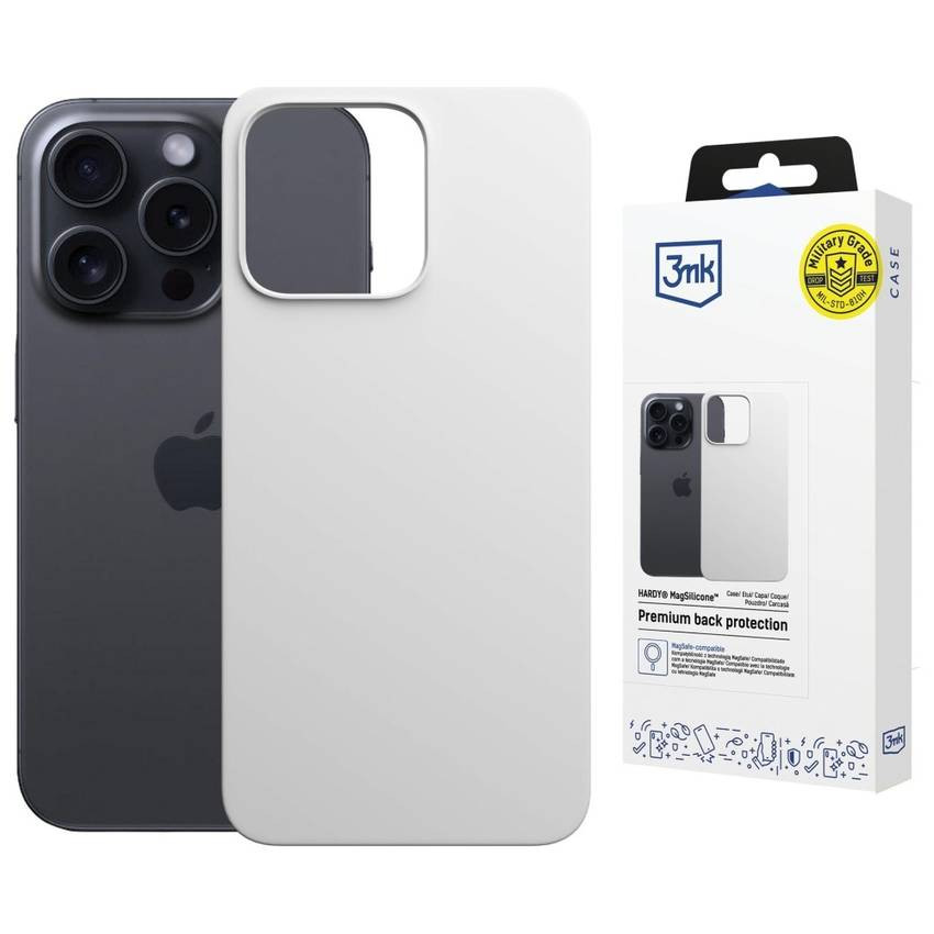 3MK Hardy MagSilicone tok Apple iPhone 15 Pro ezüst színű készülékhez