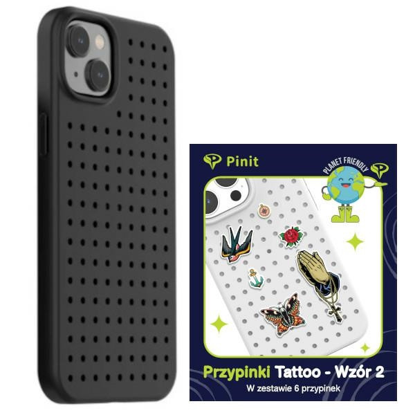 Etui Pinit Dynamic + Tattoo Pin iPhone 14 Plus 6.7" fekete minta 2 tok