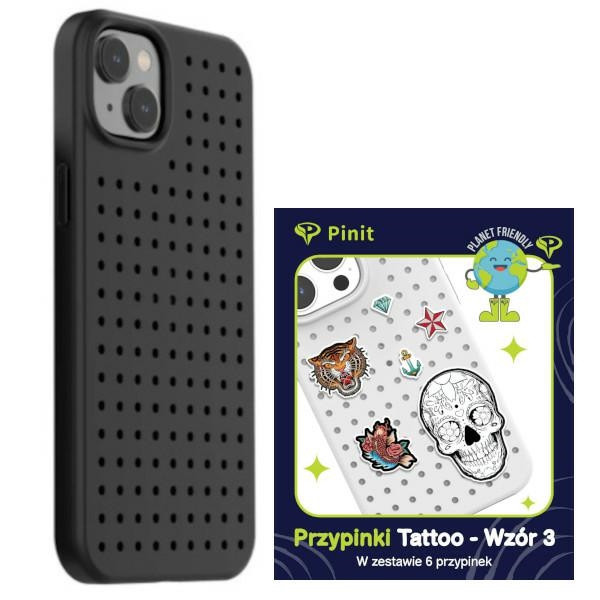 Etui Pinit Dynamic + Tattoo Pin iPhone 14 Plus 6.7" fekete minta 3 tok