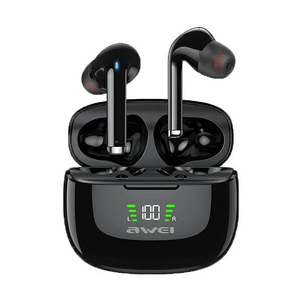 AWEI sport fejhallgató Bluetooth 5.2 TA8 TWS + dokkolóállomás fekete