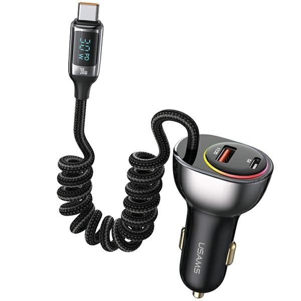 USAMS Ład. sam. C37 1xUSB+1xUSB-C 60W + kabel USB-C 30W PD+QC szybkie ładowanie czarny CC192CC01 (US-CC192) USAMS Ład. sam. C37 1xUSB+1xUSB-C 60W + kabel USB-C 30W PD+QC szybkie ładowanie czarny CC192CC01 (US-CC192)