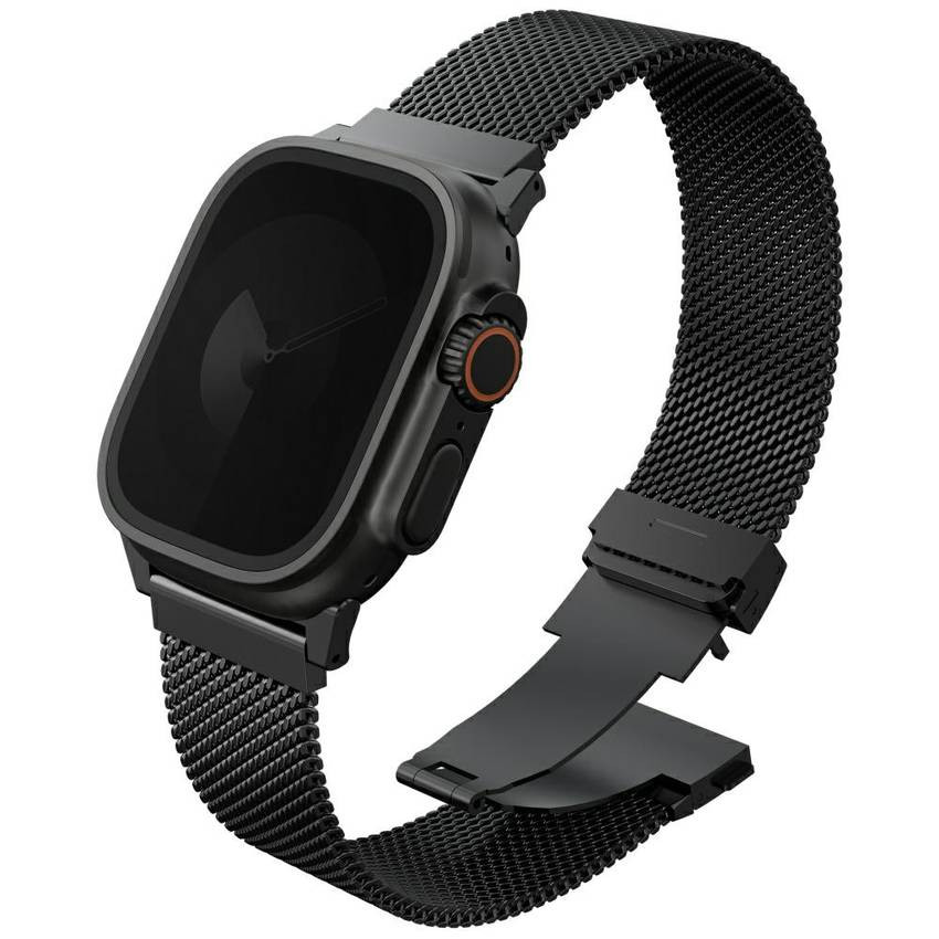 Pánt UNIQ Dante Pro Apple Watch 49/46/45/44mm rozsdamentes acélhoz grafit fekete Pánt UNIQ Dante Pro Apple Watch 49/46/45/44mm rozsdamentes acélhoz grafit fekete