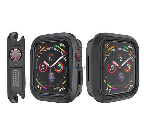 Szilikon keret (BUMPER, ütésálló) FEKETE Apple Watch Series SE 44mm, Watch Series 6 44mm, Watch Series 5 44mm