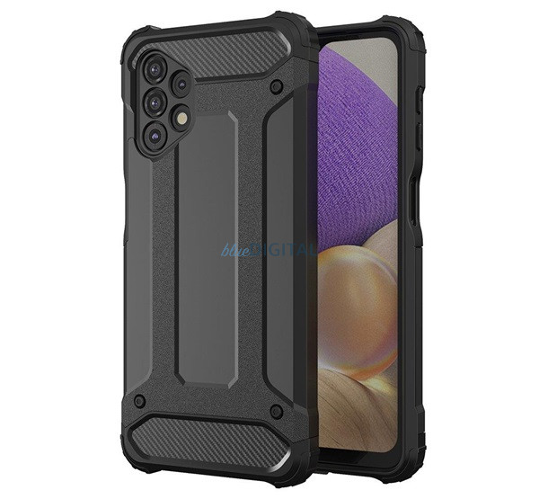Defender szilikon telefonvédő (ütésállóság, légpárnás sarok, fémhatás) FEKETE Samsung Galaxy A33 5G (SM-A336)