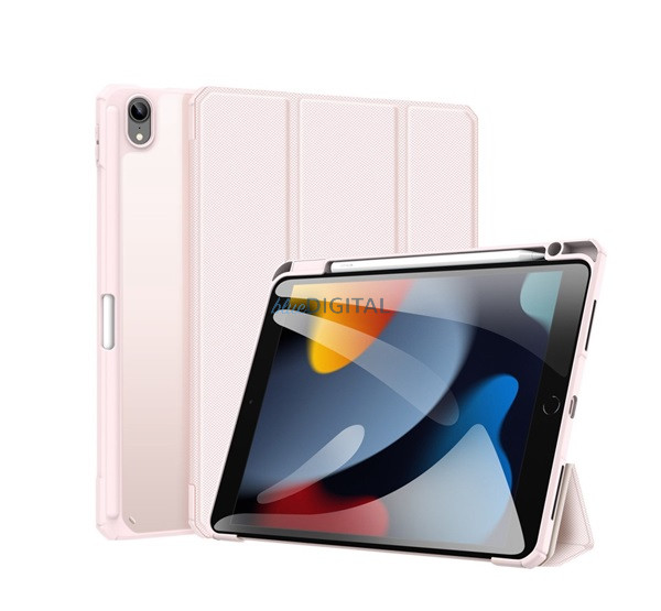 DUX DUCIS TOBY tok álló, bőr hatású (aktív FLIP, oldalra nyíló, TRIFOLD, asztali tartó, ceruza tartó) RÓZSASZÍN Apple IPAD 11 (2025), IPAD 10.9 (2022)