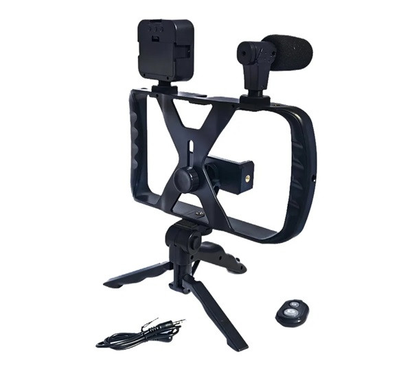 Tripod állvány (univerzális, 3.5mm jack mikrofon, LED fény, bluetooth távkioldó, dupla markolat) FEKETE Tripod állvány (univerzális, 3.5mm jack mikrofon, LED fény, bluetooth távkioldó, dupla markolat) FEKETE