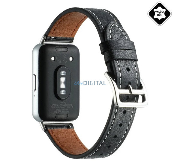 Pótszíj (egyedi méret, valódi bőr) FEKETE Samsung Galaxy Fit 3