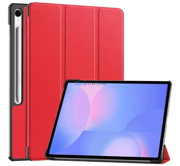 Tok álló, bőr hatású (aktív FLIP, oldalra nyíló, TRIFOLD, asztali tartó, ceruza tartó) PIROS Samsung Galaxy Tab S10 FE Plus LTE (SM-X620), Galaxy Tab S10 FE Plus WIFI (SM-X626)