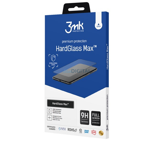 3MK HARD GLASS MAX képernyővédő üveg (3D, tokbarát, 9H) FEKETE Samsung Galaxy A56 5G (SM-A566), Galaxy A36 5G (SM-A366)