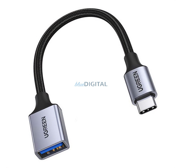 UGREEN US378 adapter kábel (USB aljzat - Type-C, OTG, 15cm, cipőfűző) FEKETE