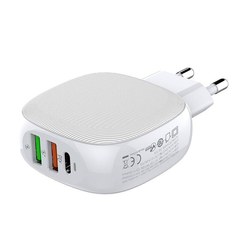 Fali töltő LDNIO A3510Q, 2x USB + USB-C, PD + QC 3.0, 32W (fehér)